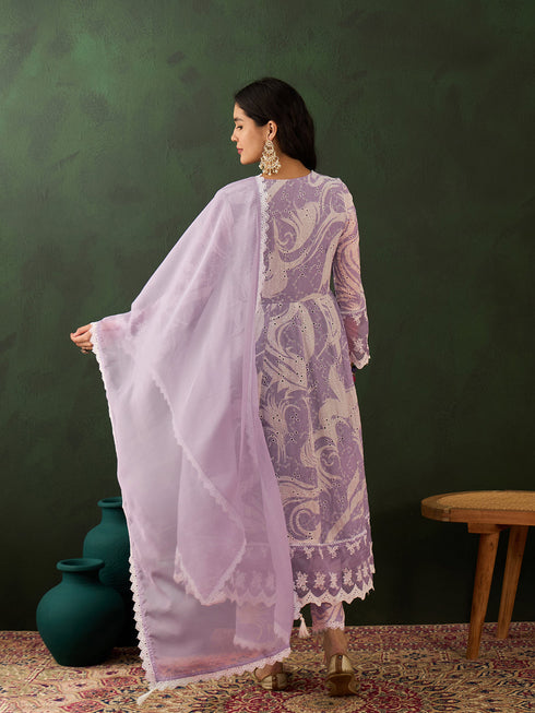 Purple Cotton Blend Pant Suit Acy8604 Closure View